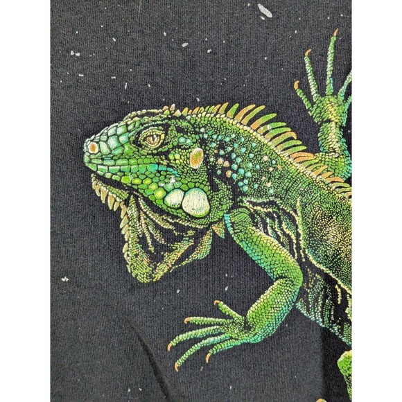 Vintage Iguana Graphic Print Distressed Paint Splatter Hanes Sweatshirt USA Sz L - Picture 4 of 8